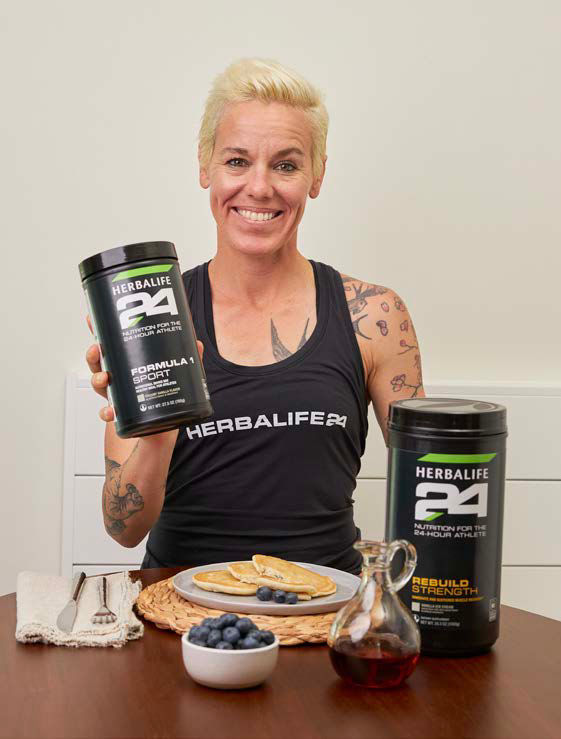 Get the recipe for Herbalife sponsored athlete Heather Jackson's Rise and Strive Blueberry Pancakes, featuring Herbalife24® Rebuild Strength Vanilla Ice Cream and Herbalife24® Formula 1 Sport Creamy Vanilla.