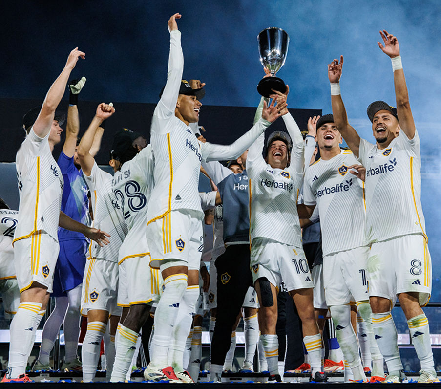 The Los Angeles Galaxy, an Herbalife sponsored team, celebrating their victory in the 2024 MLS Cup final. 