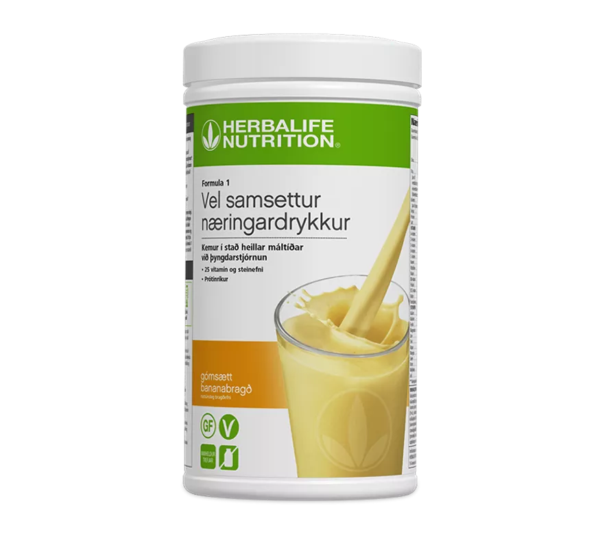 Herbalife Formula 1 Vel samsettur næringardrykkur Gómsætt bananabragð 550 g