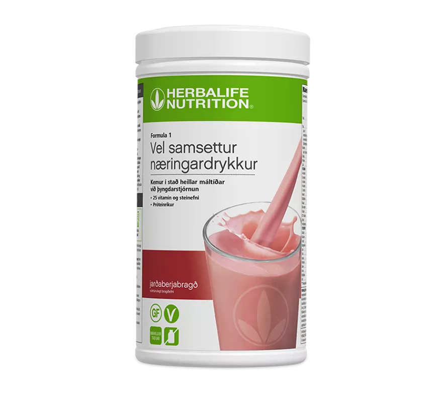 Herbalife Formula 1 Vel samsettur næringardrykkur Ljúffengt jarðarberjabragð 550 g