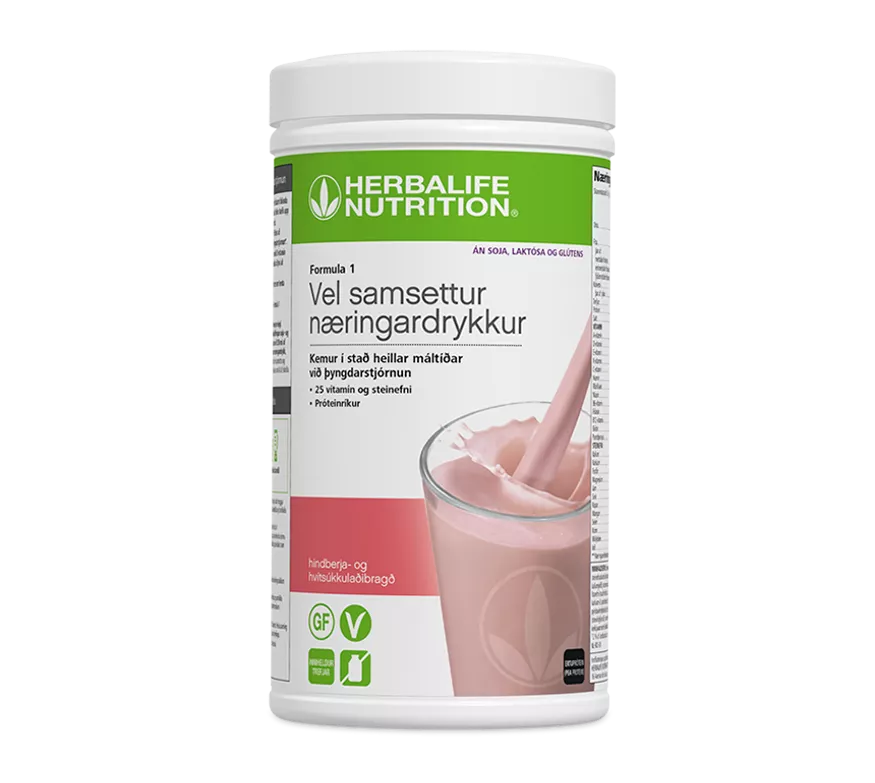 Herbalife Formula 1 Vel samsettur næringardrykkur Hindberja- og hvítsúkkulaðibragð 500 g